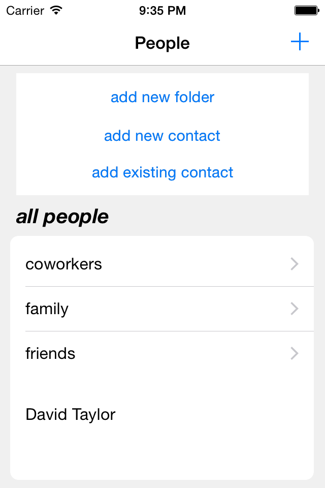 Contacts in Folders Screenshot